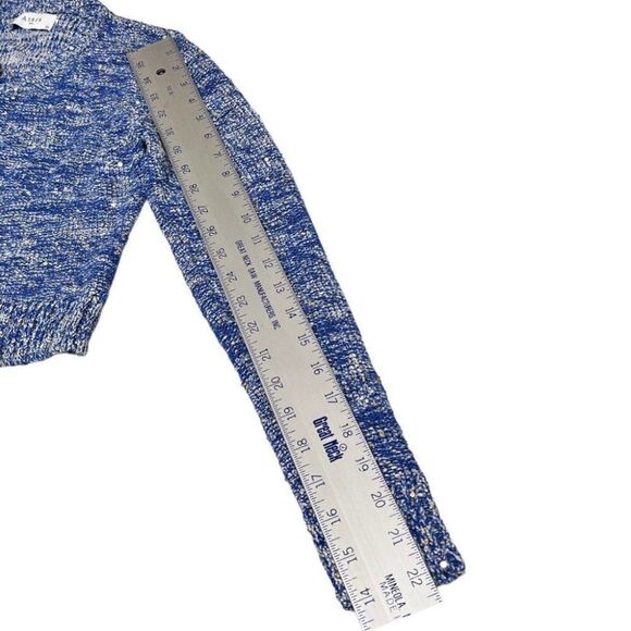 Axara Paris Women’s XS Sequin Crop Sweater Blue Gold Long Sleeve Bright Spring‎ - Picture 6 of 13